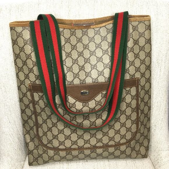 Gucci authentic brown monogram coated canvas tote bag - Picture 3 of 16